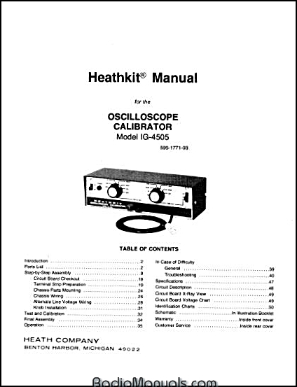 Heathkit IG-4505 Assembly and Instruction Manual - Click Image to Close